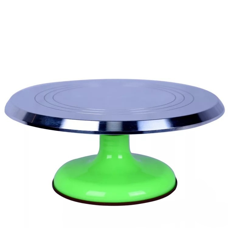 Стол поворотный для декорирования тортов (металл + ножка зеленая) 300*150мм