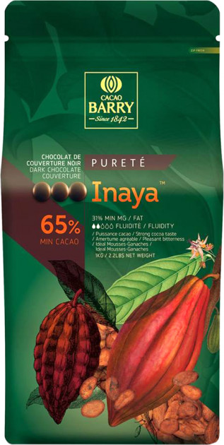 Темный моносортовый шоколад Cacao Barry INAYA 65% какао 1кг