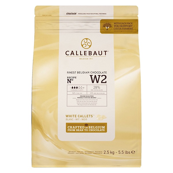 Белый шоколад Callebaut W2 в калетах для покрытия фруктов, мороженого, десертов