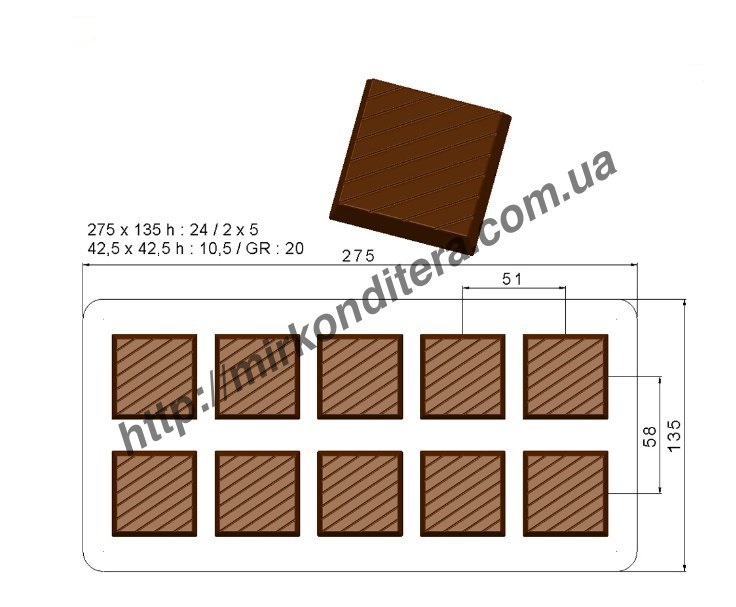 Форма для шоколада поликарбонатная №006