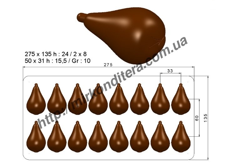 Форма для шоколада поликарбонатная №343