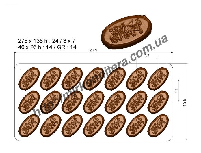 Форма для шоколада поликарбонатная №346