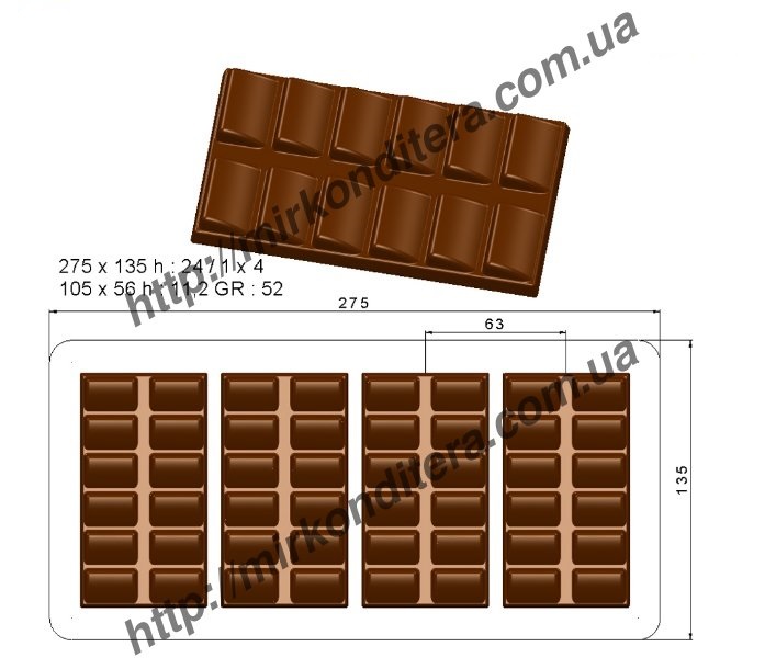 Форма для шоколада поликарбонатная №423