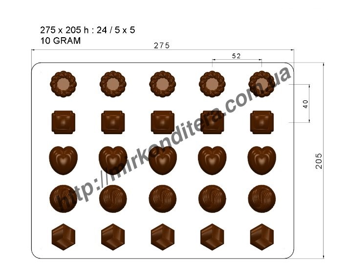 Форма для шоколада поликарбонатная №807
