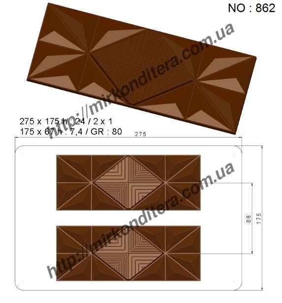 Форма для шоколада поликарбонатная №862