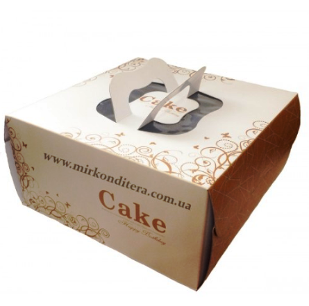 Упаковка для тортов квадратная цельная CAKE 30,5×30,5×15см
