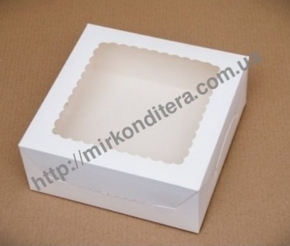 Коробка ЧИЗКЕЙК  25×25×10см (с окошком) мелованный картон