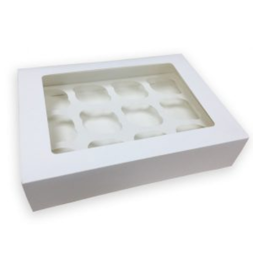 Коробка для 12 кексов, капкейков, маффинов 33х25,5х11см (с окошком и вставкой)