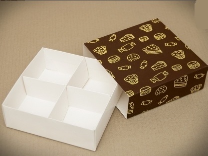 Коробка для конфет с ложементом ШОКОЛАД 18,5х18,5х4,2см
