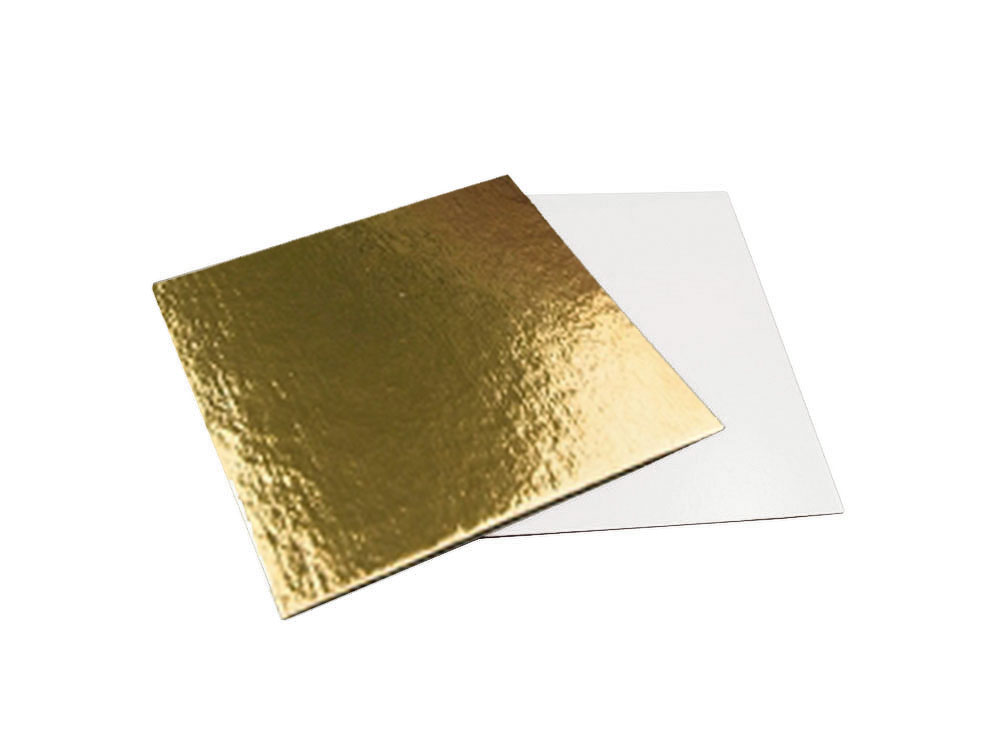 Подложка для торта бумажная квадратная с ровным краем 21см (золото)