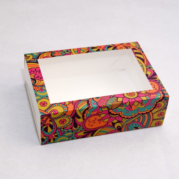 Коробка для печенья MACARONS (с окошком) 11,5х15,5х5см Яркий Фон