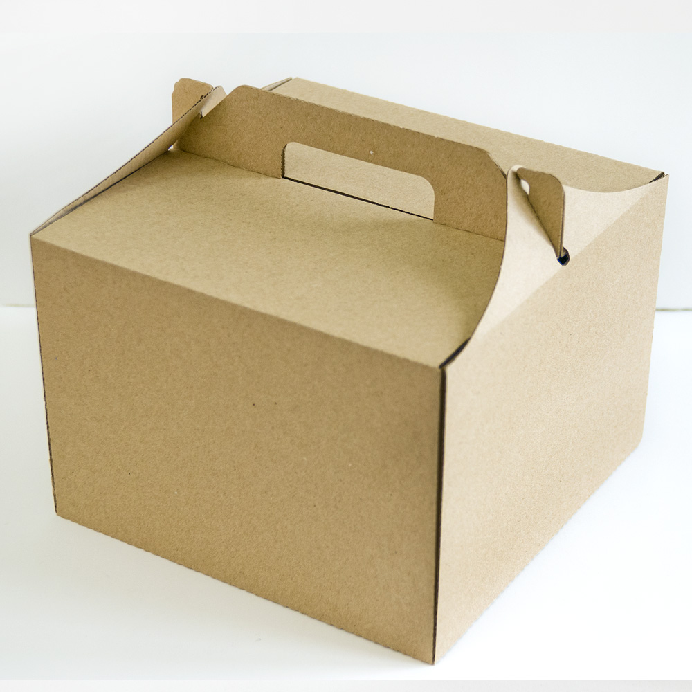 Коробка для торта 25×25×30см (с окошком) БУРАЯ