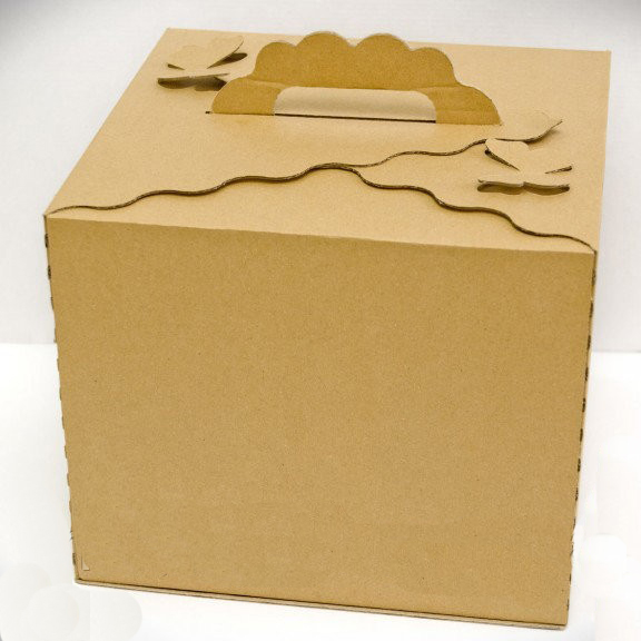 Коробка для торта БАБОЧКА 25×25×20см БУРАЯ