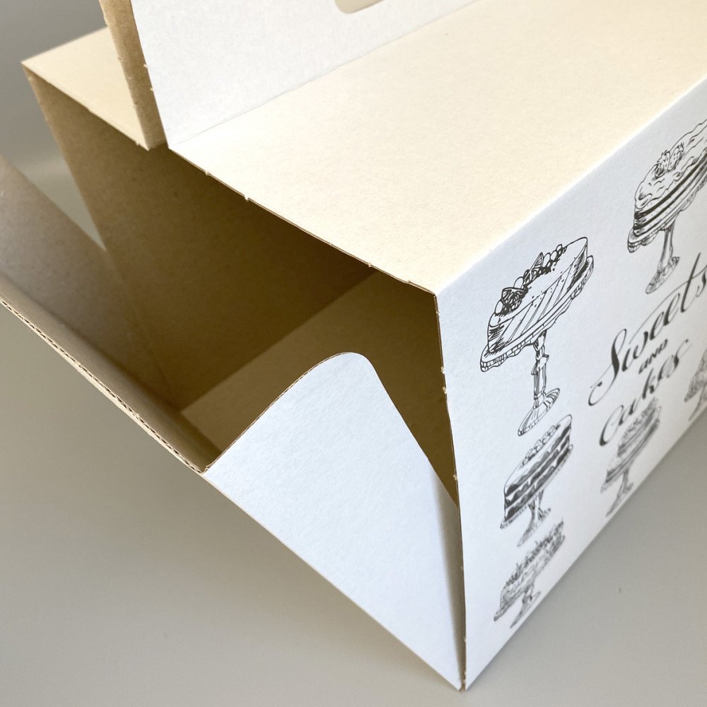 Коробка для торта 30×30×30см белая с рисунком