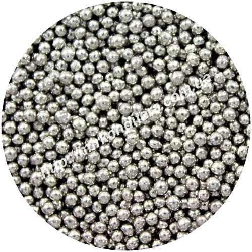 Съедобный кондитерский декор Серебряная бусинка 20г (d=5мм)